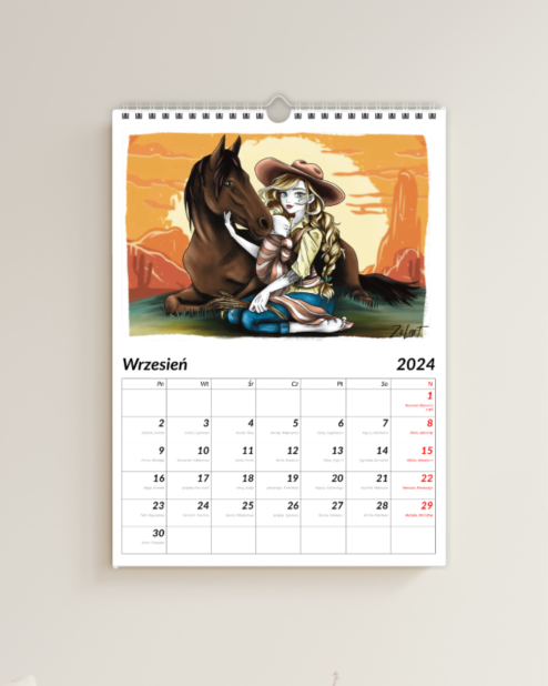 kalendarz-2024-zolart-wrzesien-kowbojka-kon